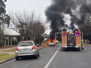 Car fire on Deakin Avenue