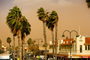 Dust storm over Mildura as wild weather hits the Mallee