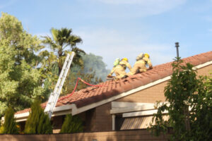 Family consoled after escaping flames