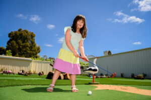 Mini golfers on course for fun