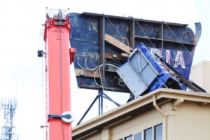 Historic sign blown away
