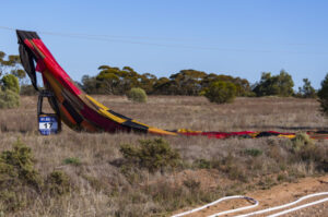 Hot air balloon comes down on powerlines