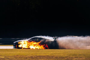 Waters’ unharmed after car fire