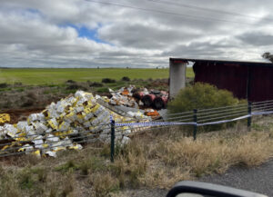 B-double rolls on Calder Highway, driver hurt