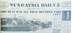 Irymple Packing Shed fire – February 3, 1953