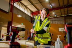 Girls on the tools to learn the tradie drill