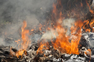 Burn off warning on waste