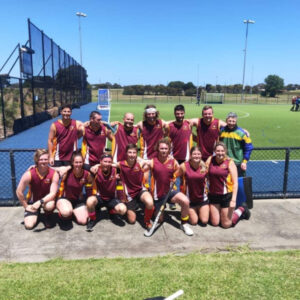 Sunraysia hockey players celebrate Warrnambool win