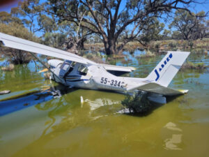 Remarkable escape as plane crashes into floodwaters