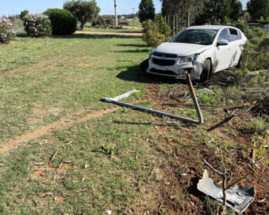 Car hits power pole at Yelta