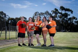Softball support for anti-violence message