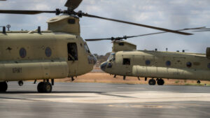 Chinooks drop in at Mildura Airport