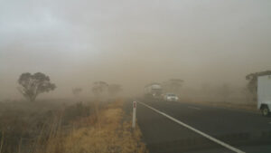 Raised dust prompts road warnings