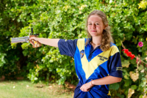 Talia Woodroffe defends state air pistol title