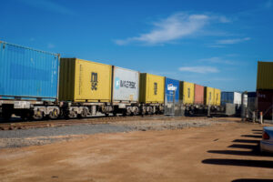 Freight trains banked up