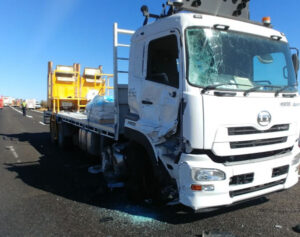 Truck collides with line-marking vehicle on Sturt Highway