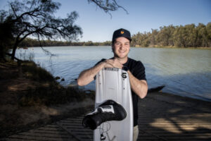 Wakeboarder on top of the world