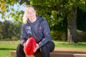 Having a ball: Laura Priestley in charge of Sunraysia women’s football