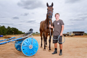 Young Mildura harness trainer pulling the right reins