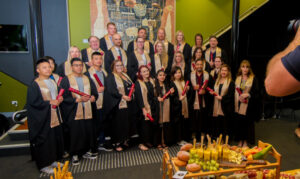 Congratulations, but no handshakes, for SuniTAFE graduates