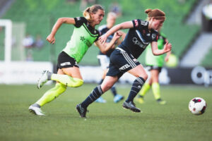 Annabel Martin chasing Victory
