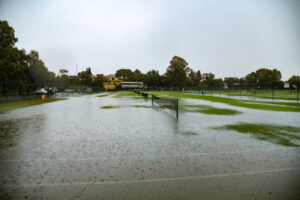 City hit by rain dump, tennis clubrooms flooded