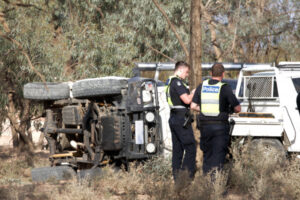 Two hurt in Mildura light pole smash