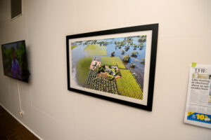 Exhibition frames flood reflections