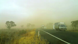 Wild winds whip up dust storm
