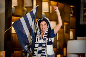 Bleeding blue and white