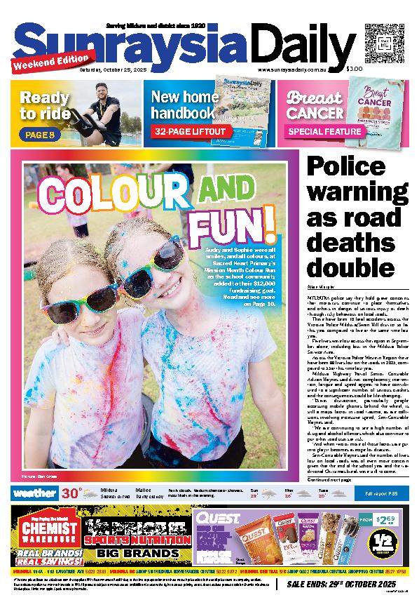 Sunraysia Daily Saturday – 25th October 2025