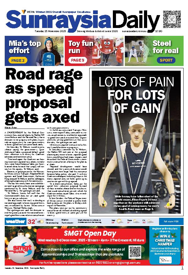 Sunraysia Daily Tuesday – 25th November 2025