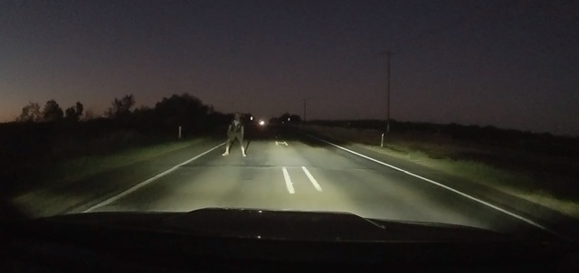 Near-miss for man on Calder Highway
