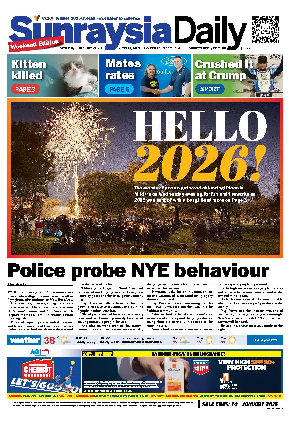 Sunraysia Daily Saturday – 3rd January 2026