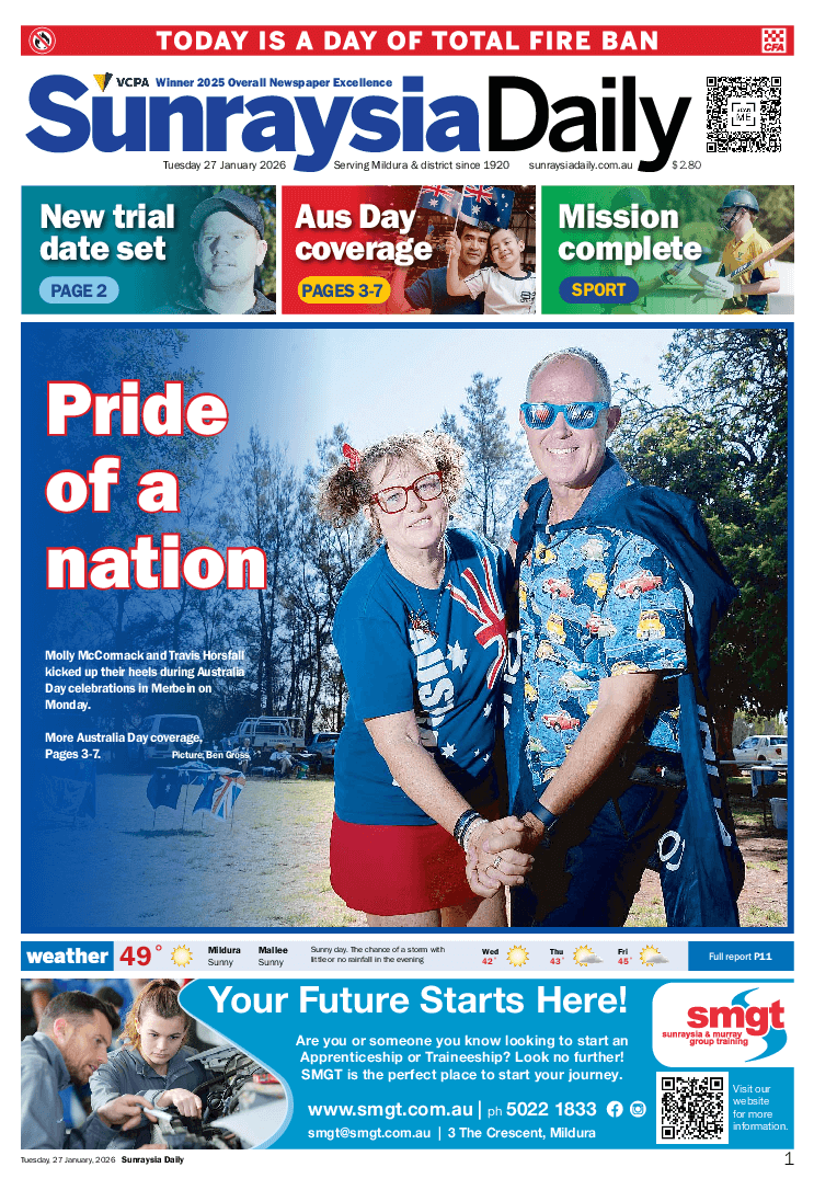 Sunraysia Daily Tuesday – 27th January 2026