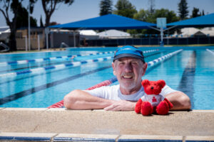 Making a din at the MS Mega Swim