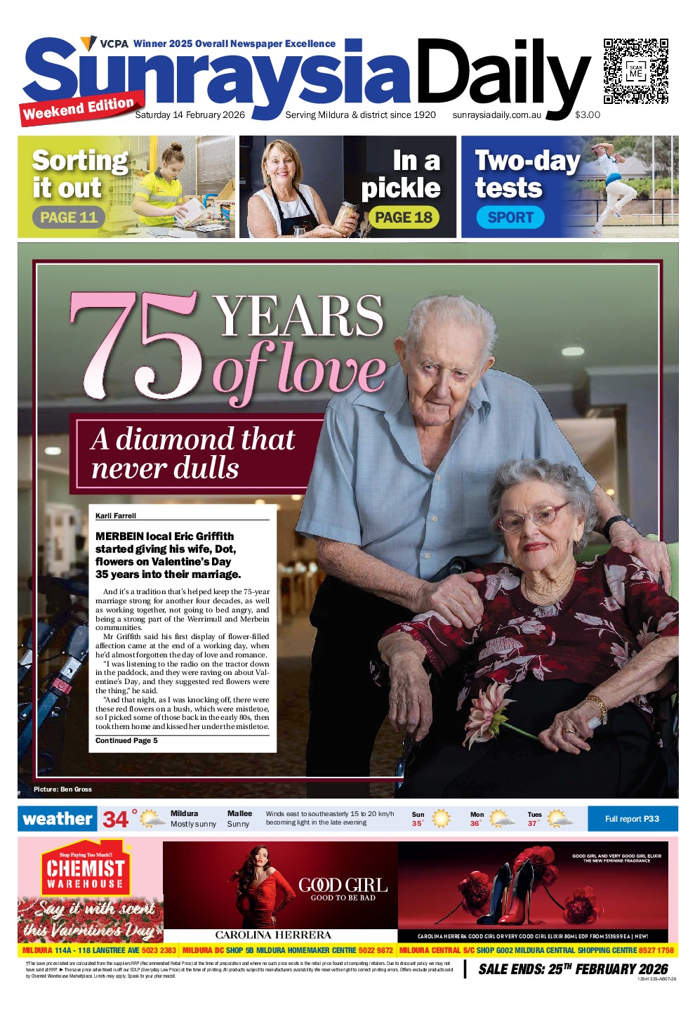 Sunraysia Daily Saturday – 14th February 2026