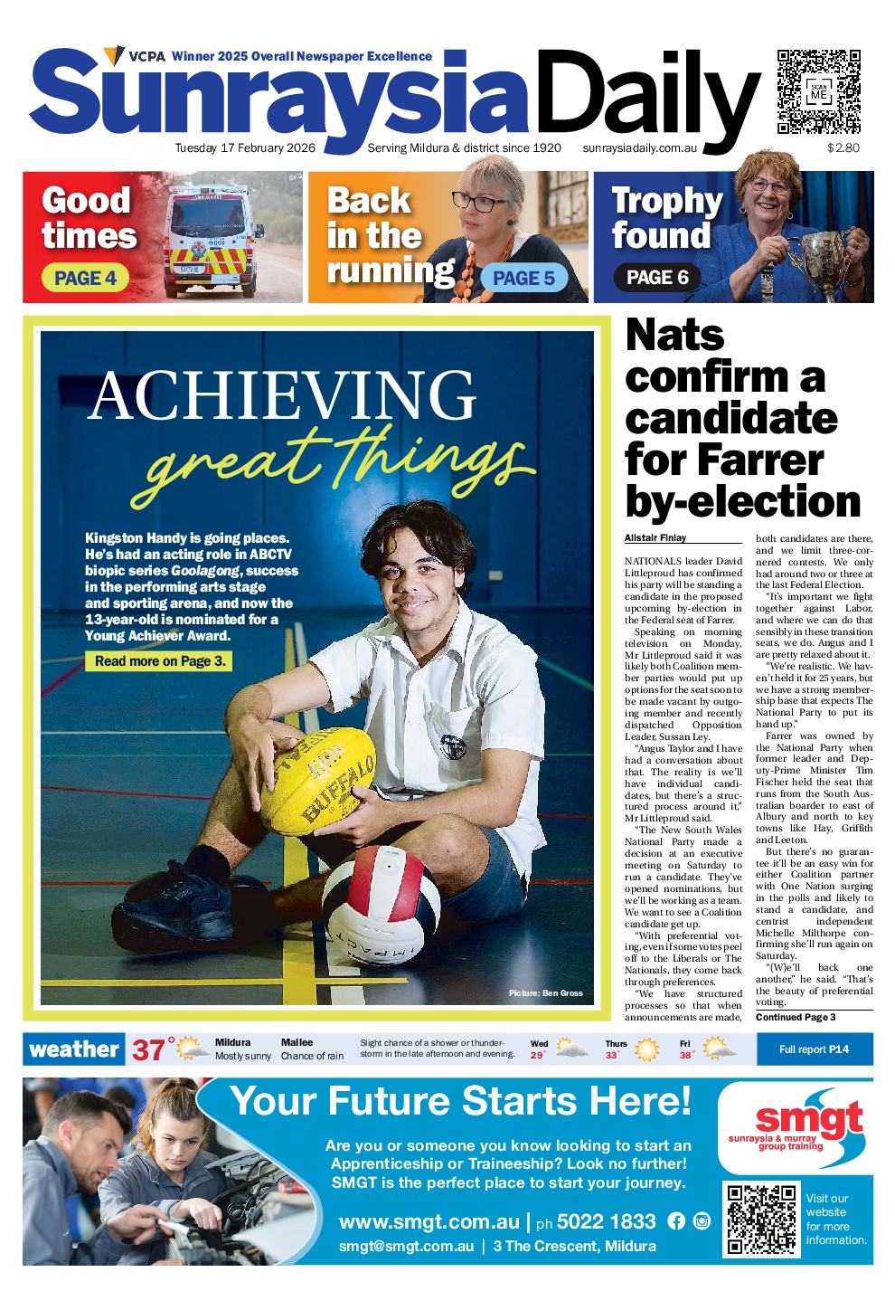 Sunraysia Daily Tuesday – 17th February 2026