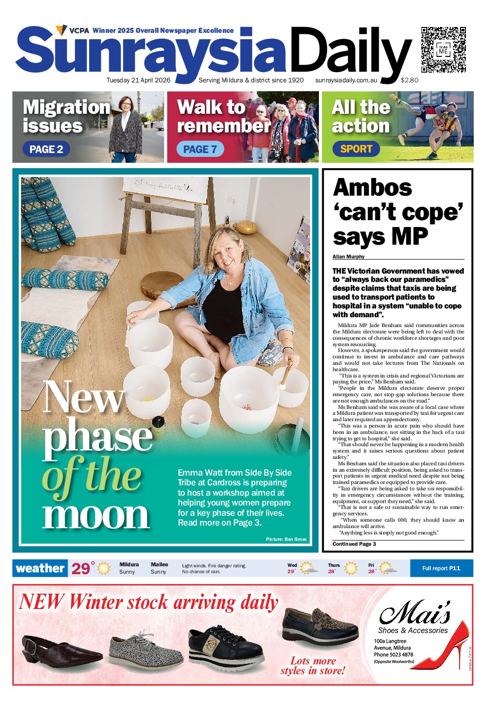 Sunraysia Daily Tuesday – 21st April 2026