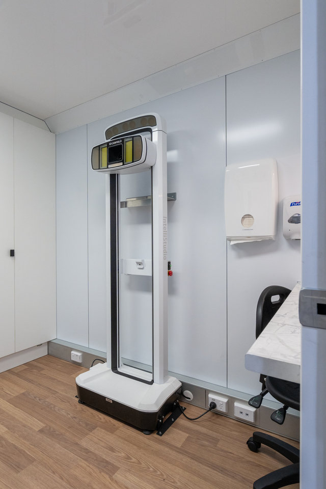 Step inside screening truck